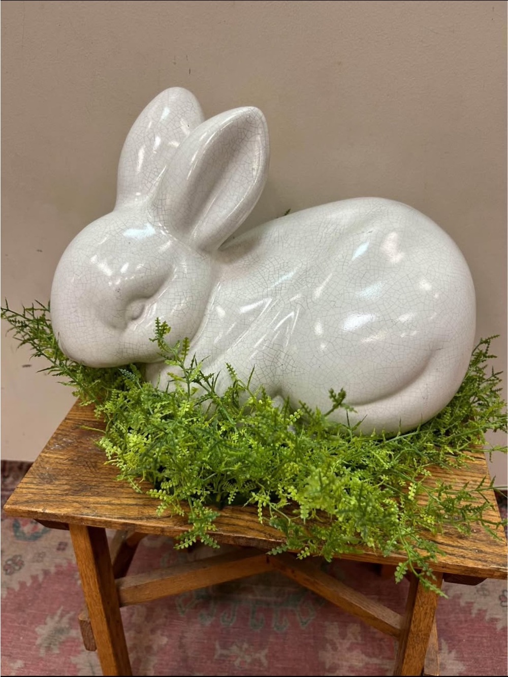 Chubby White Ceramic Bunny Sculpture - Decorative Home Art